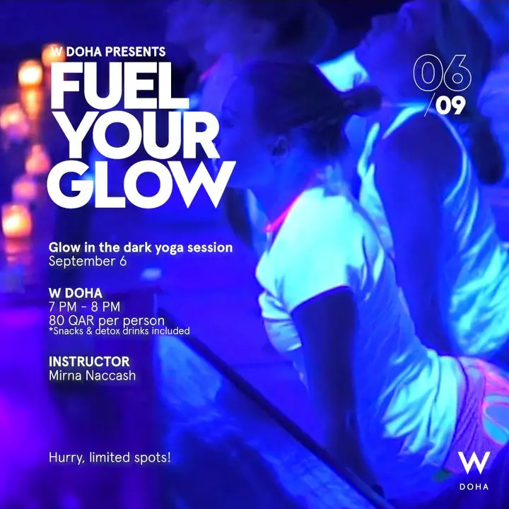 Glow in the dark Yoga session at W Doha